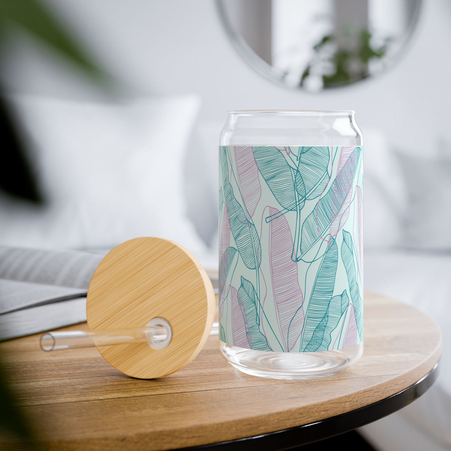 Stylish 16oz Sipper Glass with Bamboo Lid, Perfect for Home, Parties, Gifts, Eco-Friendly, Drinkware