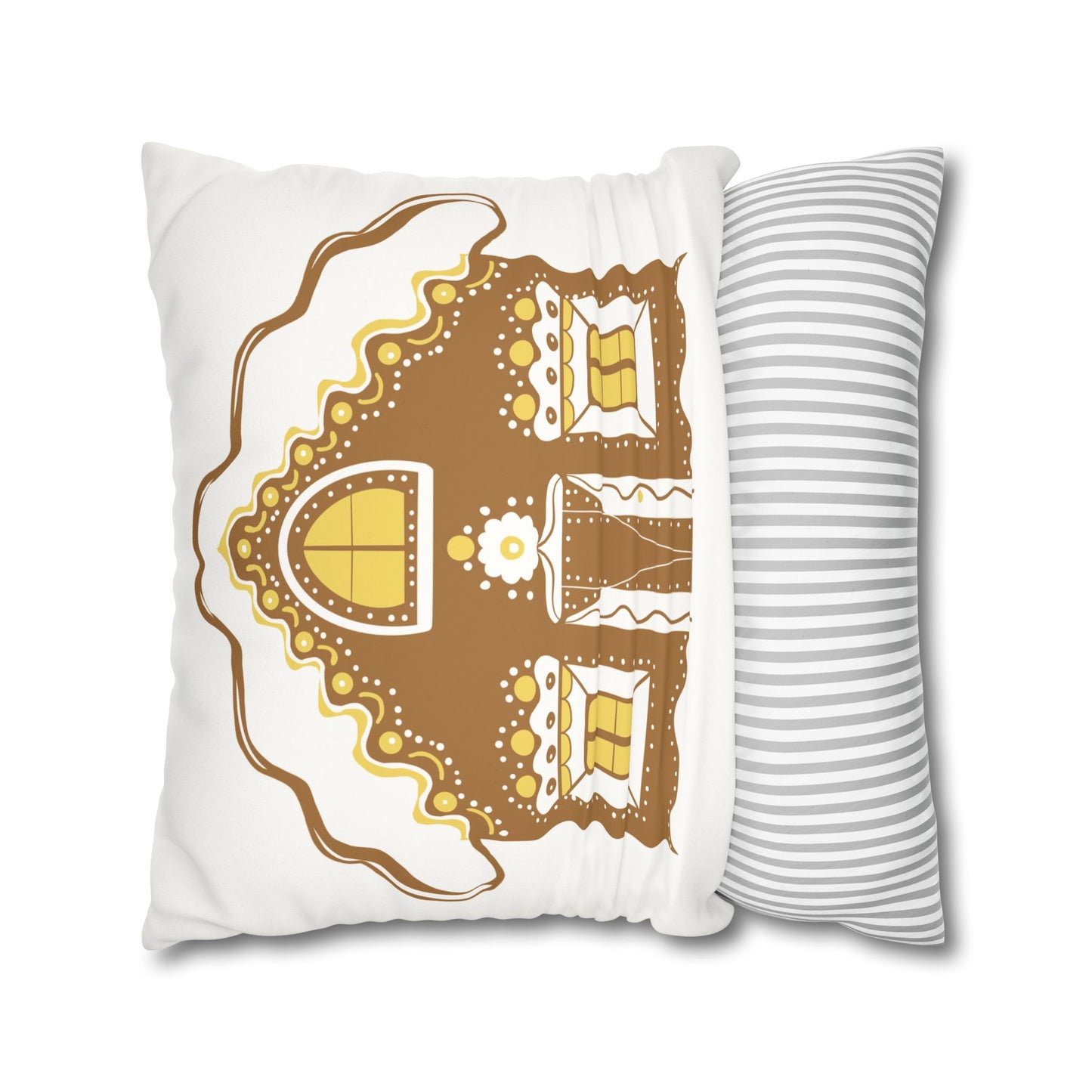 Gingerbread House Pillowcase, Cozy Home Decor, Christmas Gift, Winter Decoration, Holiday Throw Pillow