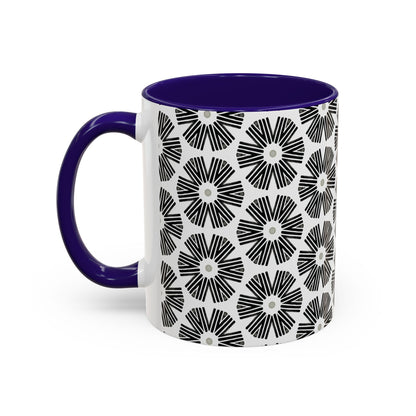 Stylized Flower Mug, Minimalist Black and White Design