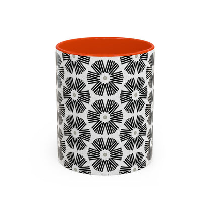 Stylized Flower Mug, Minimalist Black and White Design