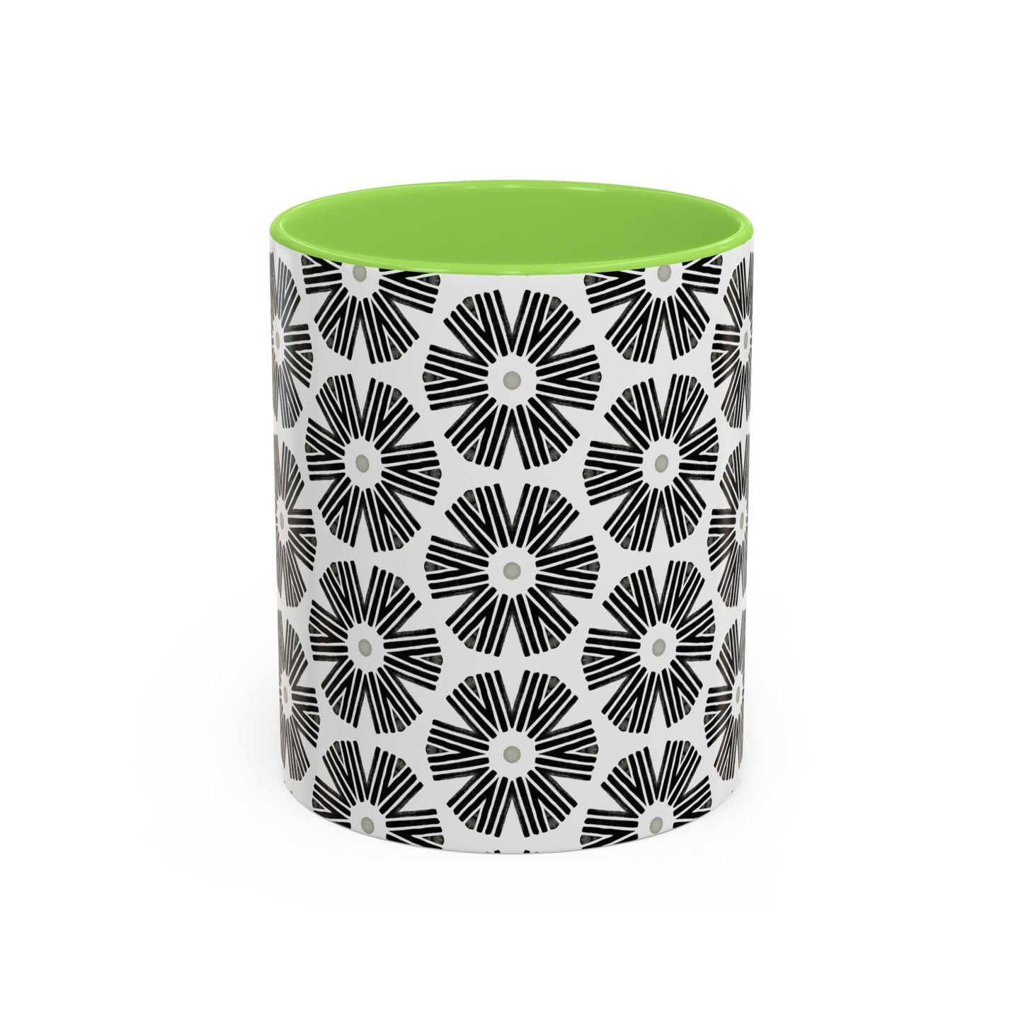 Stylized Flower Mug, Minimalist Black and White Design