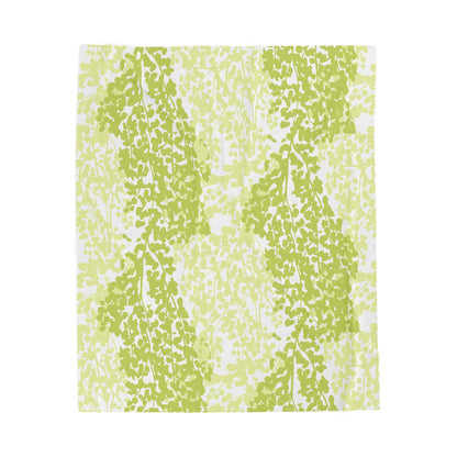 Weeping Birch - Cozy Green Botanical Velveteen Plush Blanket