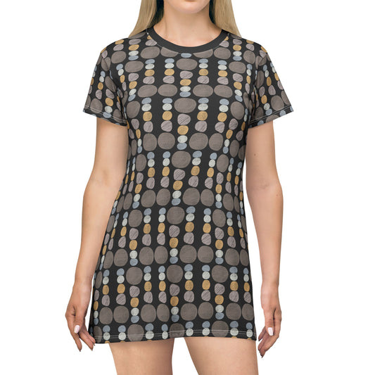 Pebbles - T-Shirt Dress Black Background