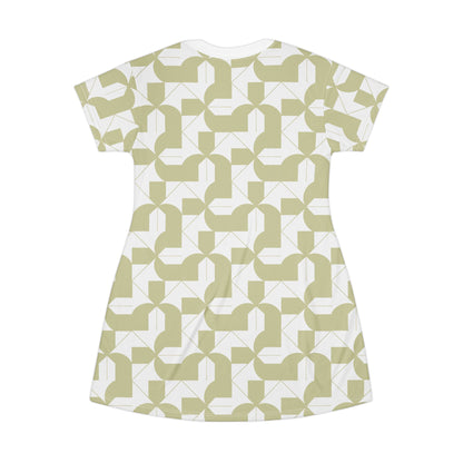 Modern Maze Sage T-Shirt Dress