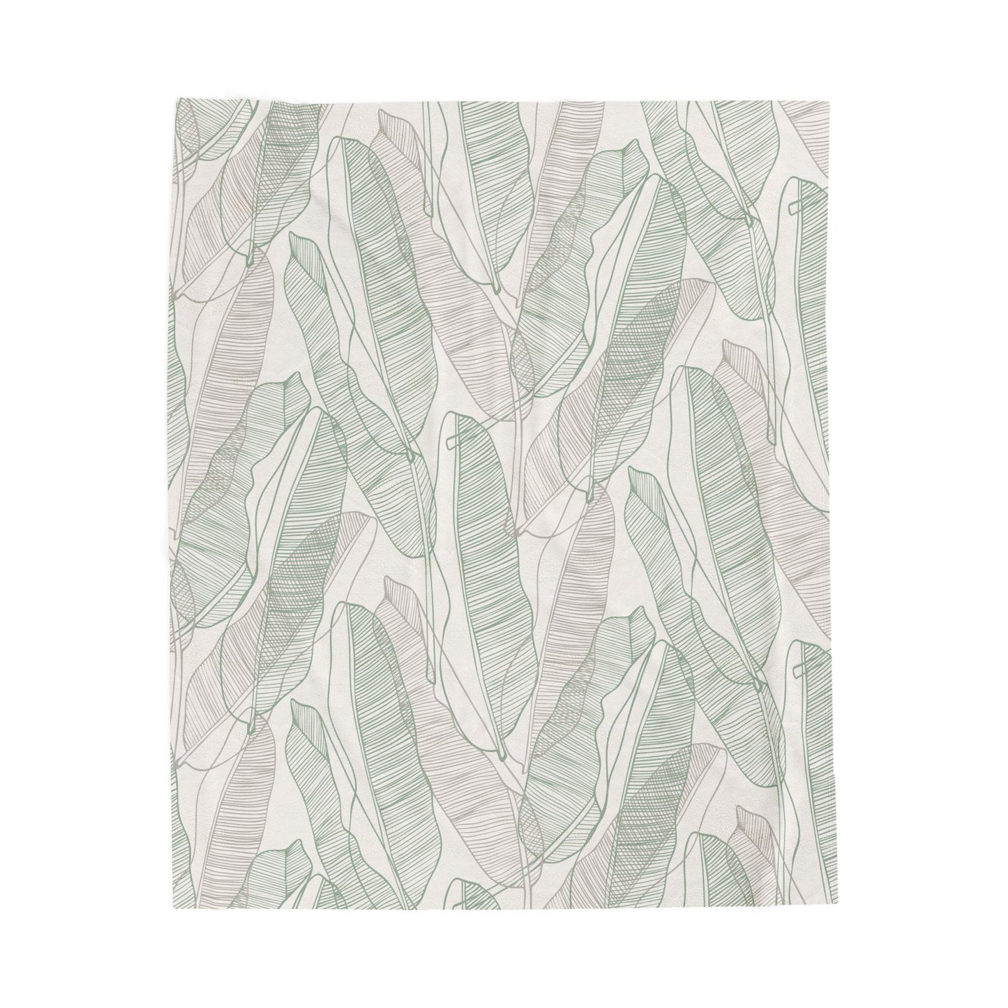 Cozy Green Botanical Velveteen Plush Blanket