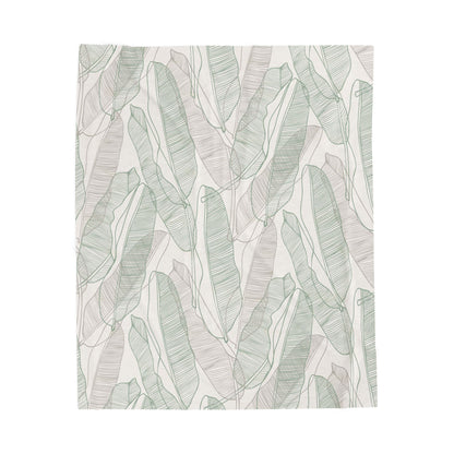 Cozy Green Botanical Velveteen Plush Blanket