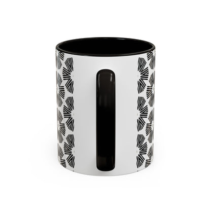 Stylized Flower Mug, Minimalist Black and White Design