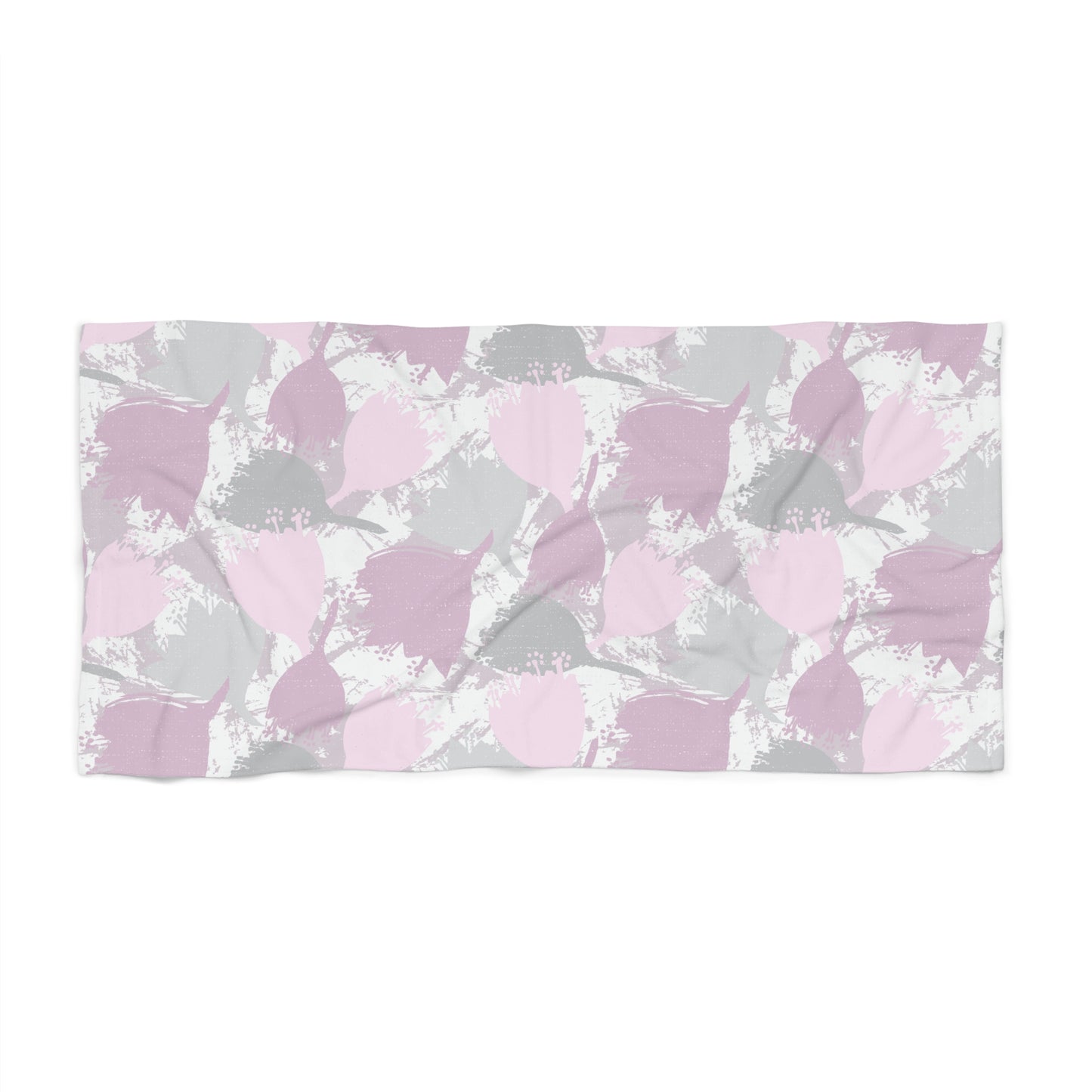 Block Print Style Flowers - Stylish Beach Towel for Summer Fun, Quick-Drying Travel Accessory, Vacation Essential, Poolside Relaxation, Perfect Gift