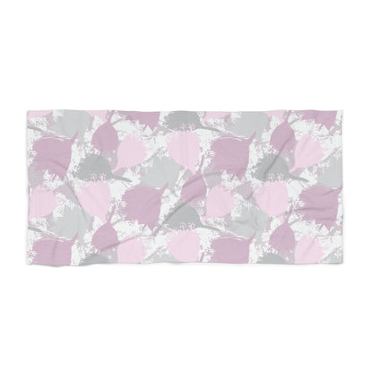 Block Print Style Flowers - Stylish Beach Towel for Summer Fun, Quick-Drying Travel Accessory, Vacation Essential, Poolside Relaxation, Perfect Gift