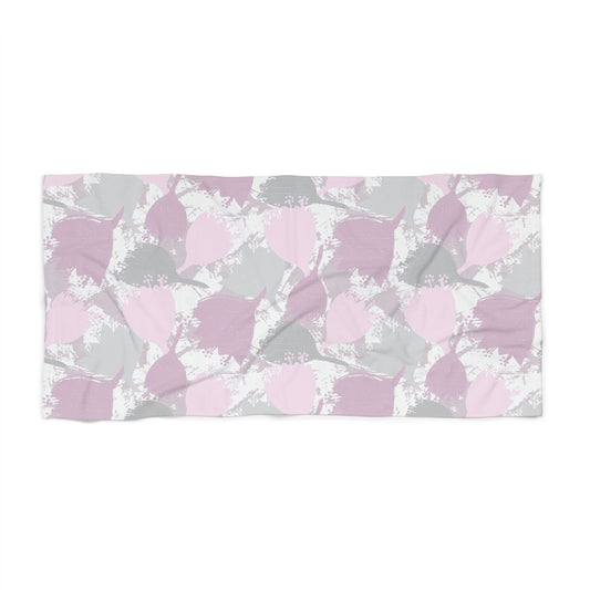 Block Print Style Flowers - Stylish Beach Towel for Summer Fun, Quick-Drying Travel Accessory, Vacation Essential, Poolside Relaxation, Perfect Gift