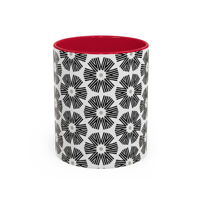 Stylized Flower Mug, Minimalist Black and White Design