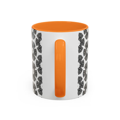 Stylized Flower Mug, Minimalist Black and White Design