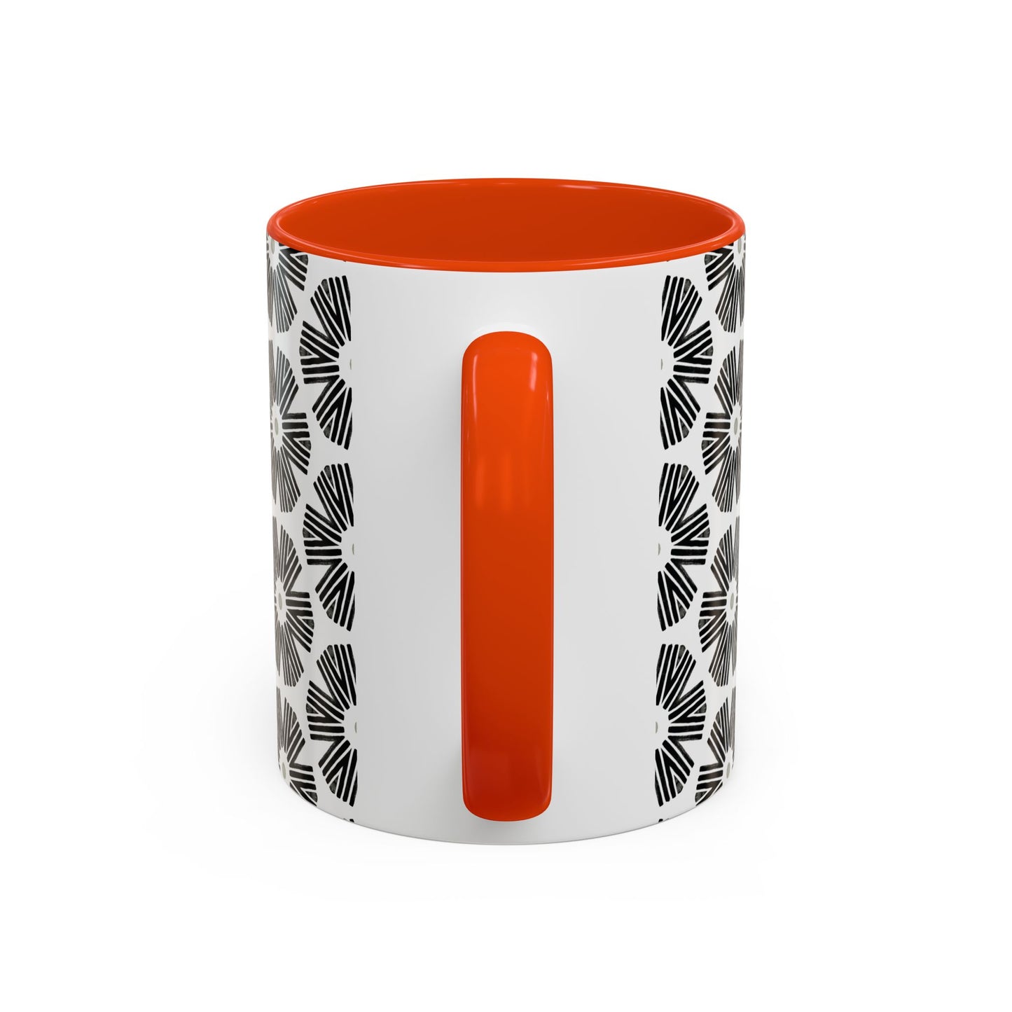 Stylized Flower Mug, Minimalist Black and White Design