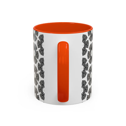Stylized Flower Mug, Minimalist Black and White Design