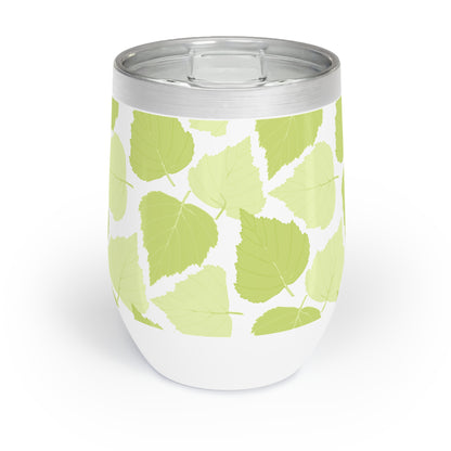 Birch Leaves - Chic Green Floral Wine Tumbler - Perfect for Outdoor Gatherings & Relaxation