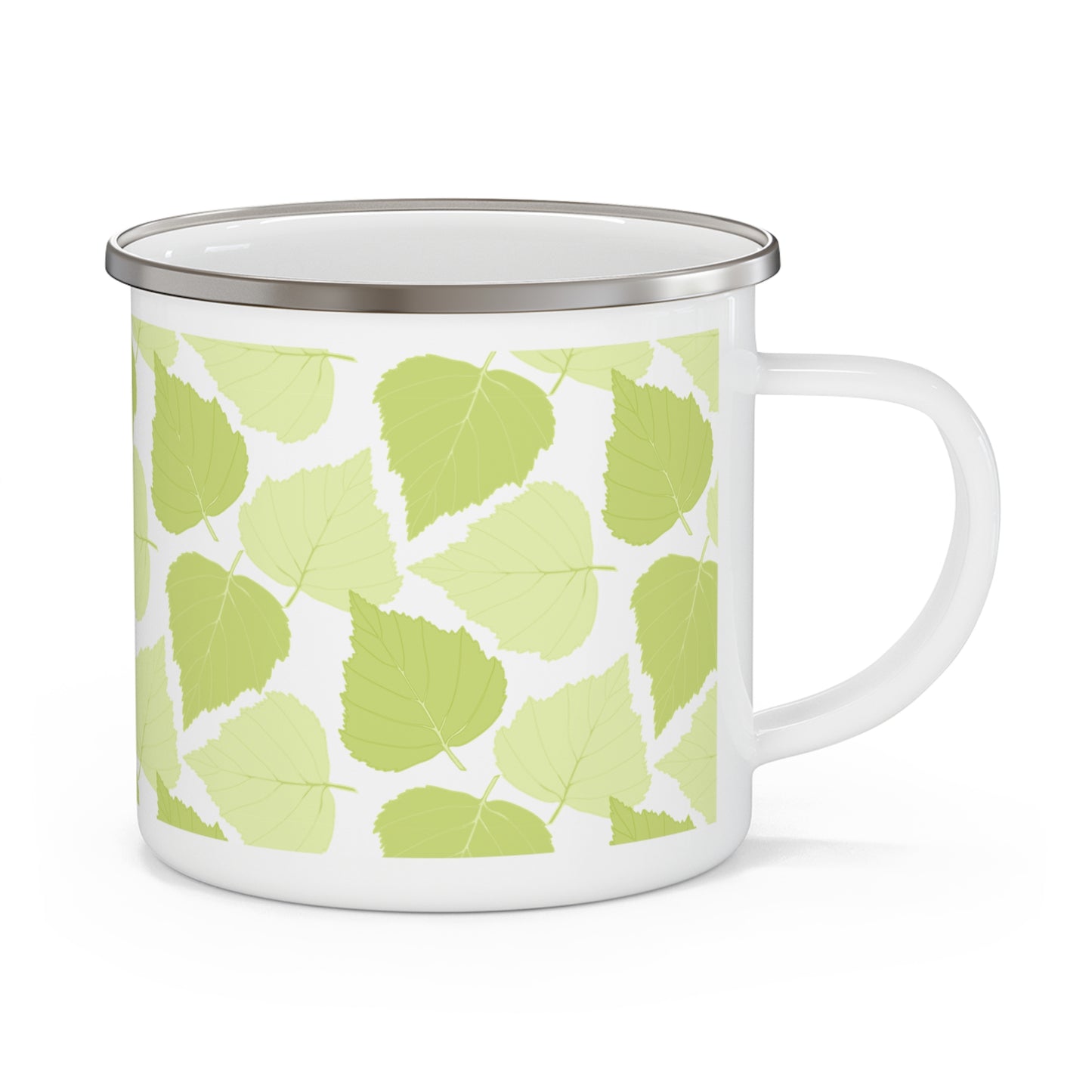 Birch Leave Nature-Inspired Enamel Camping Mug for Outdoor Lovers