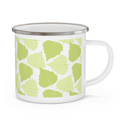 Birch Leave Nature-Inspired Enamel Camping Mug for Outdoor Lovers