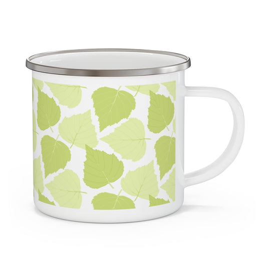 Birch Leave Nature-Inspired Enamel Camping Mug for Outdoor Lovers