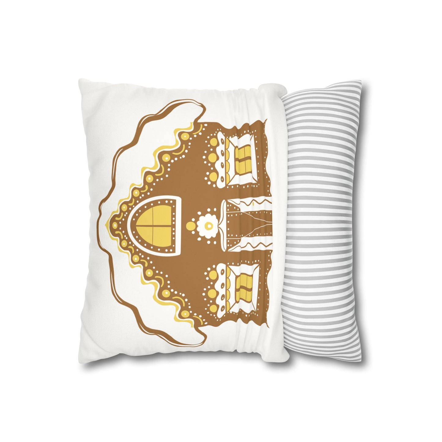 Gingerbread House Pillowcase, Cozy Home Decor, Christmas Gift, Winter Decoration, Holiday Throw Pillow