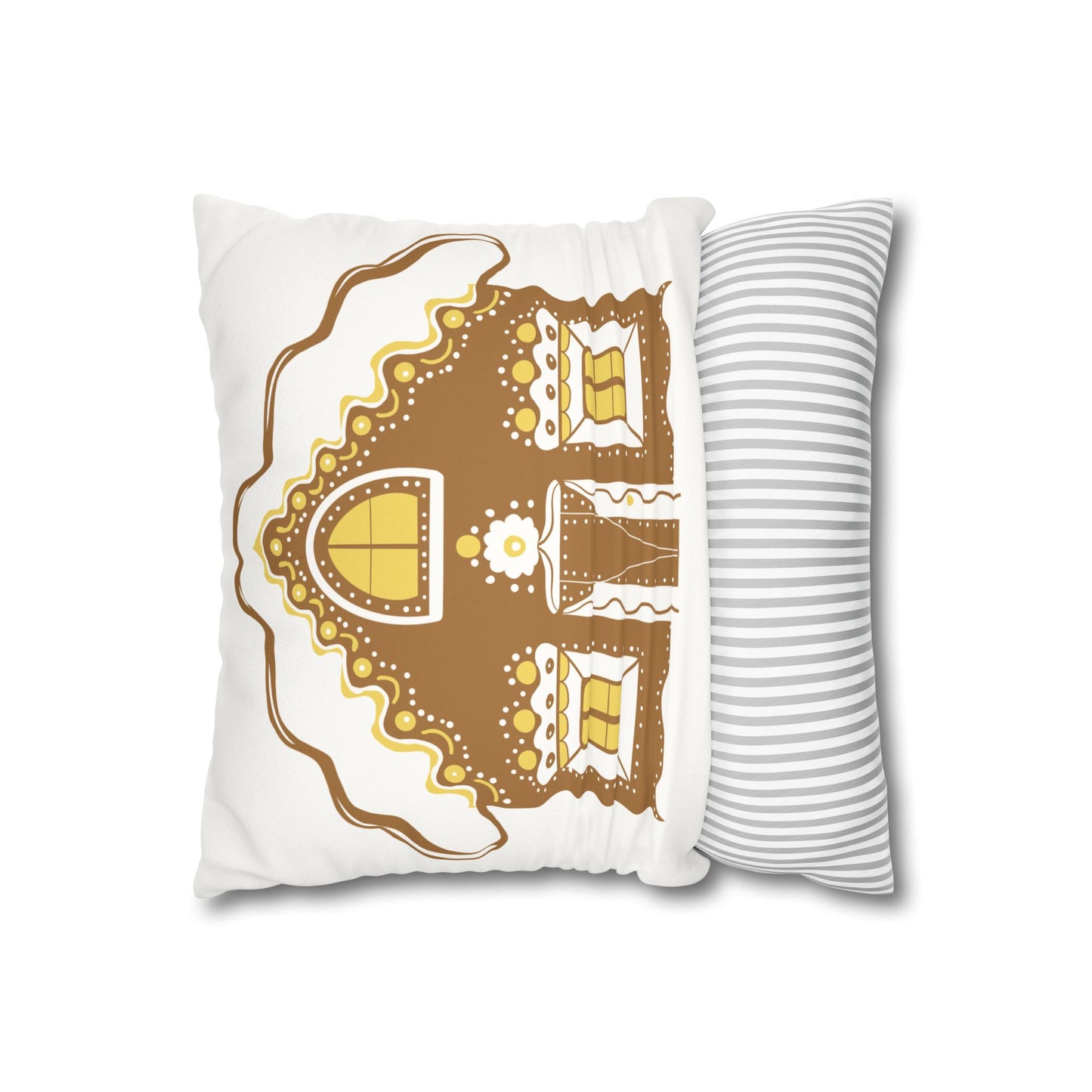 Gingerbread House Pillowcase, Cozy Home Decor, Christmas Gift, Winter Decoration, Holiday Throw Pillow