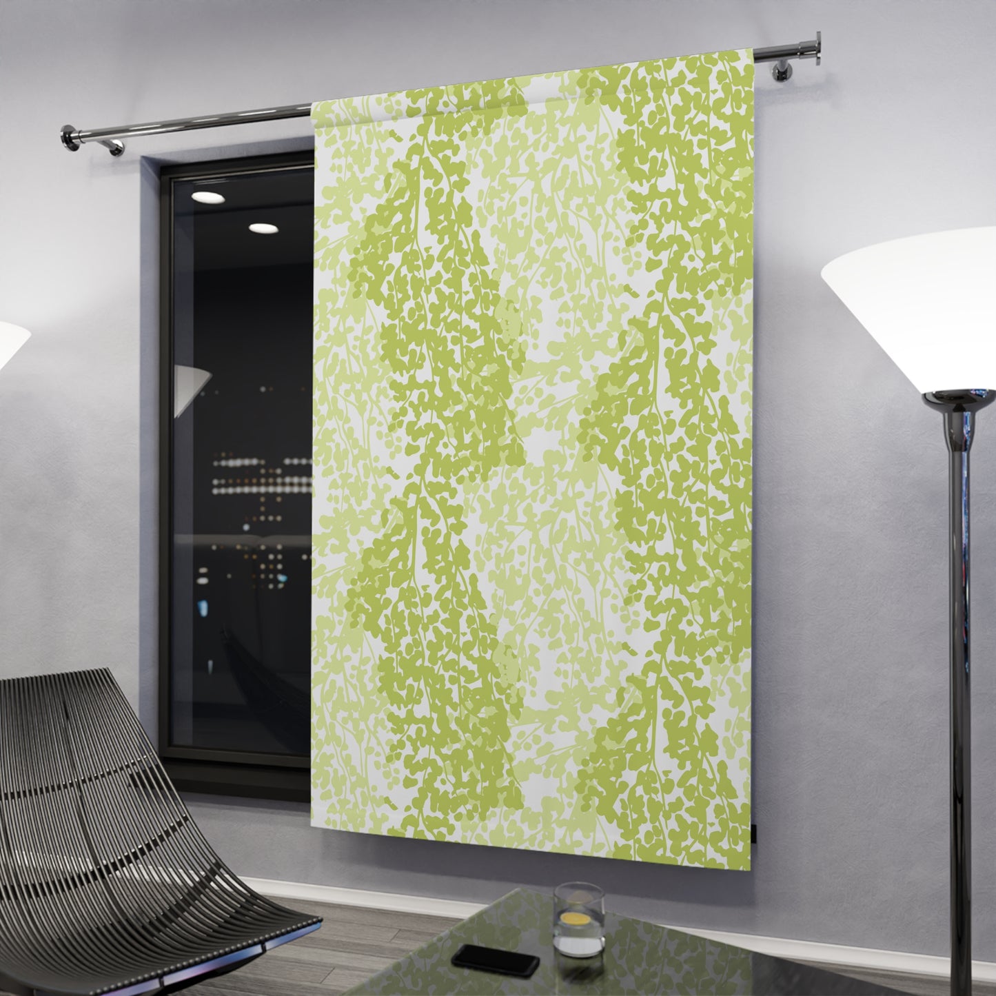 Weeping Birch - Botanical Print Window Curtain - Bright Green Leafy Design for Natural Vibe