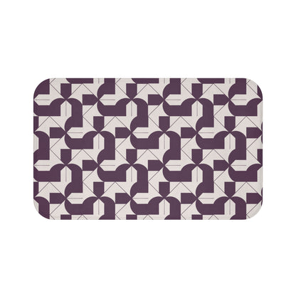 Modern Maze Bath Mat - Geometrical Home Decor - Deep Purple