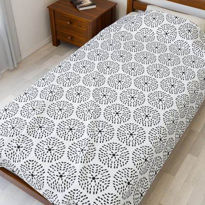 Velveteen Blanket - Dandelion Minimalist Black and White Pattern