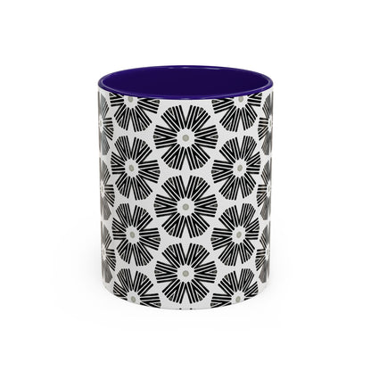 Stylized Flower Mug, Minimalist Black and White Design