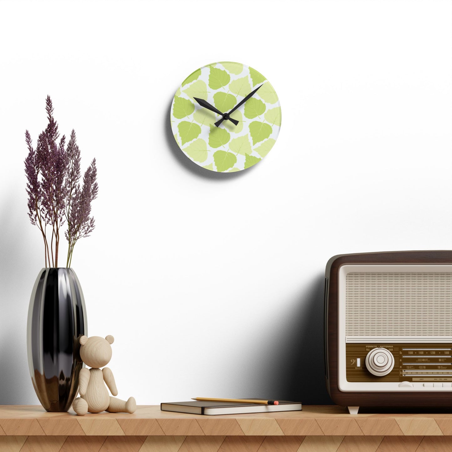 Birch Leaves - Wall Clock -Modern Greenery -Stylish Home Decor for Nature Lovers