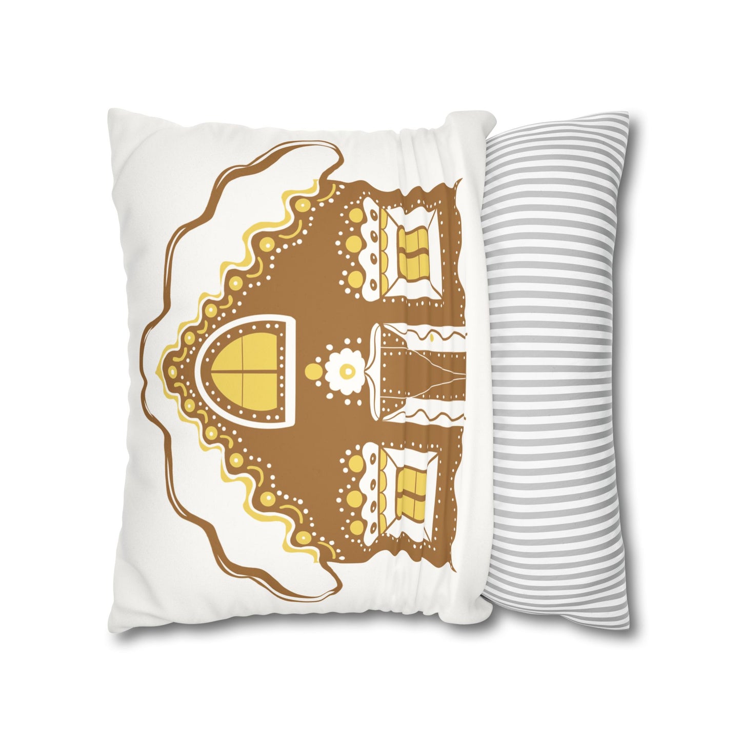 Gingerbread House Pillowcase, Cozy Home Decor, Christmas Gift, Winter Decoration, Holiday Throw Pillow