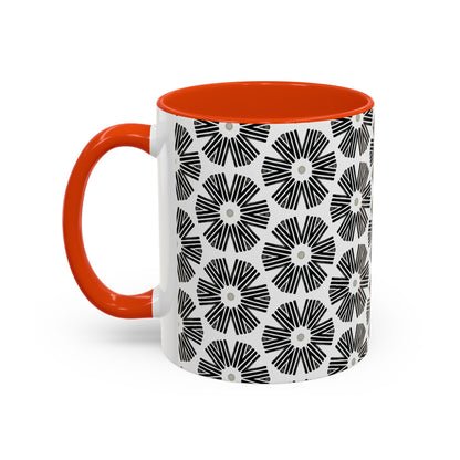 Stylized Flower Mug, Minimalist Black and White Design