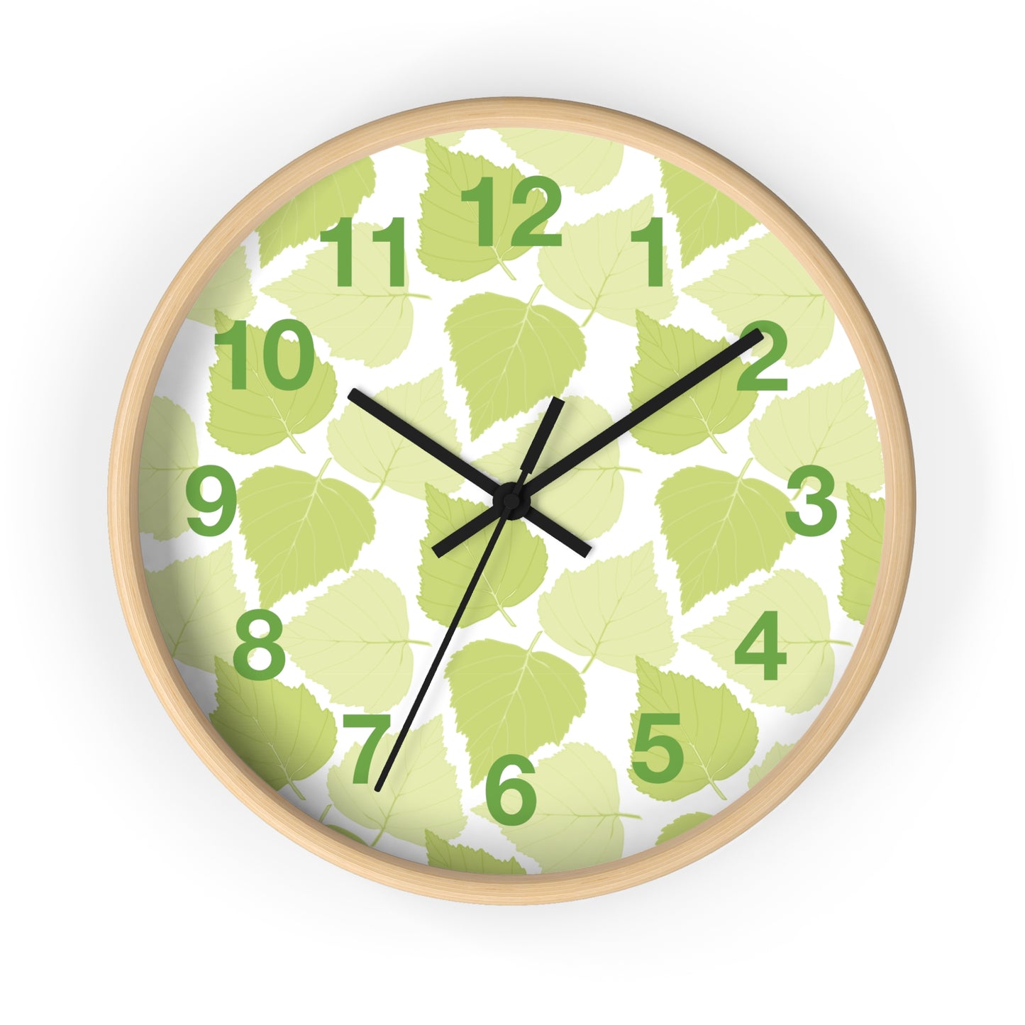 Birch Leaves - Modern Greenery Wall Clock - Stylish Home Decor for Nature Lovers