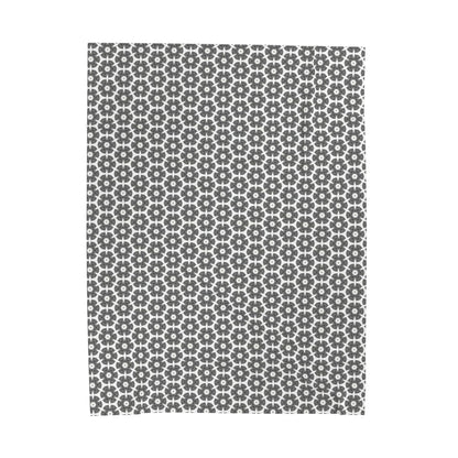 Stylized Flower,  Black and White Velveteen Plush Blanket - Minimalist Pattern