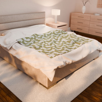 Modern Maze - Sage Plush Blanket Geometric Abstract Design