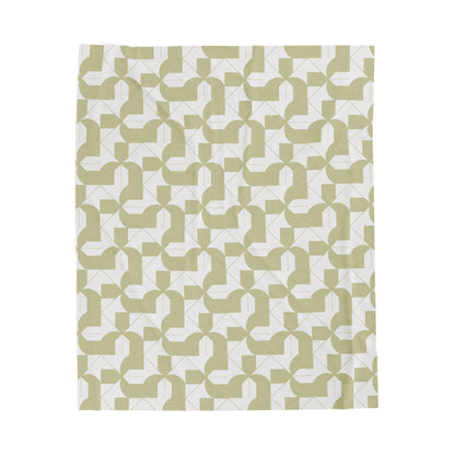 Modern Maze - Sage Plush Blanket Geometric Abstract Design