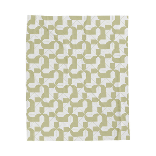 Modern Maze - Sage Plush Blanket Geometric Abstract Design