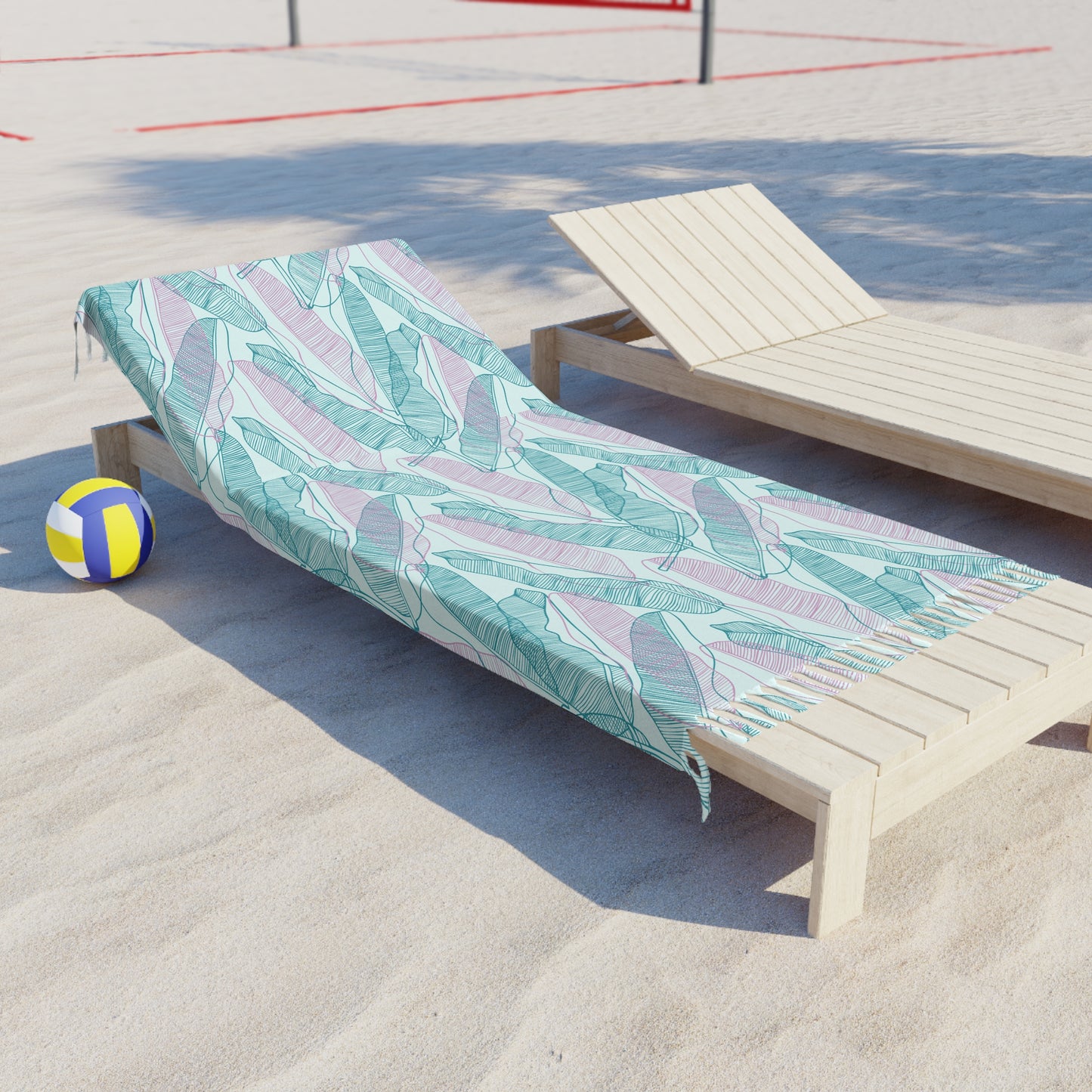 Boho Beach Towel - Tropical Line Art Palm Design