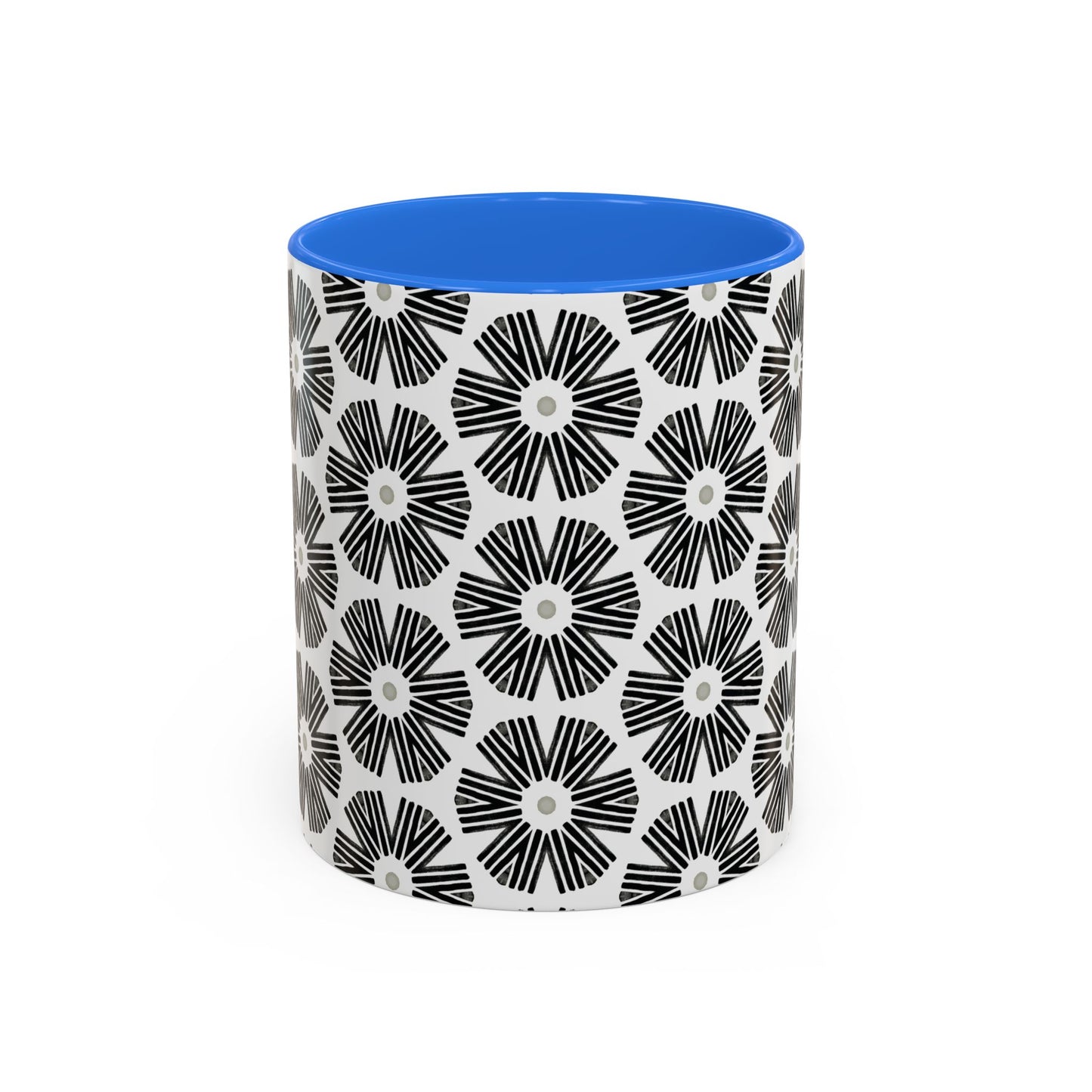 Stylized Flower Mug, Minimalist Black and White Design