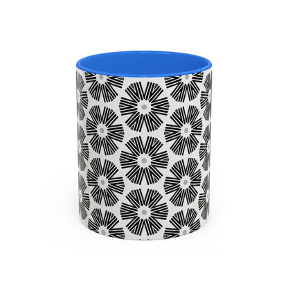 Stylized Flower Mug, Minimalist Black and White Design
