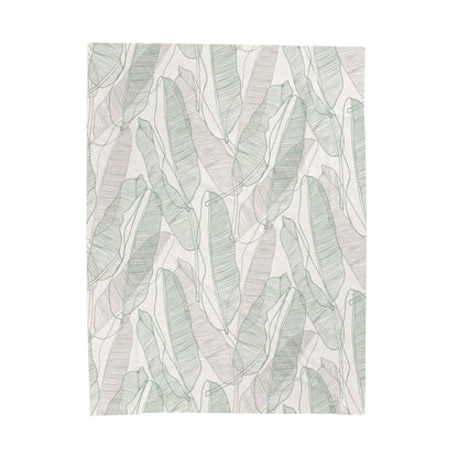 Cozy Green Botanical Velveteen Plush Blanket