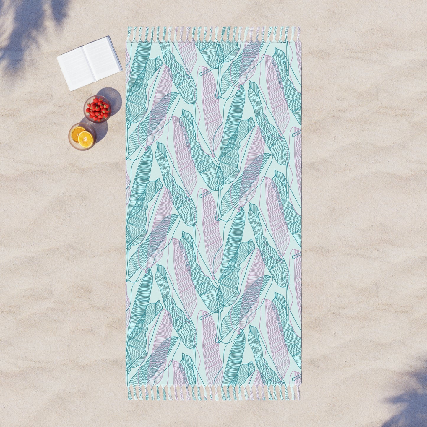 Boho Beach Towel - Tropical Line Art Palm Design