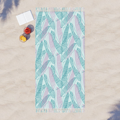 Boho Beach Towel - Tropical Line Art Palm Design