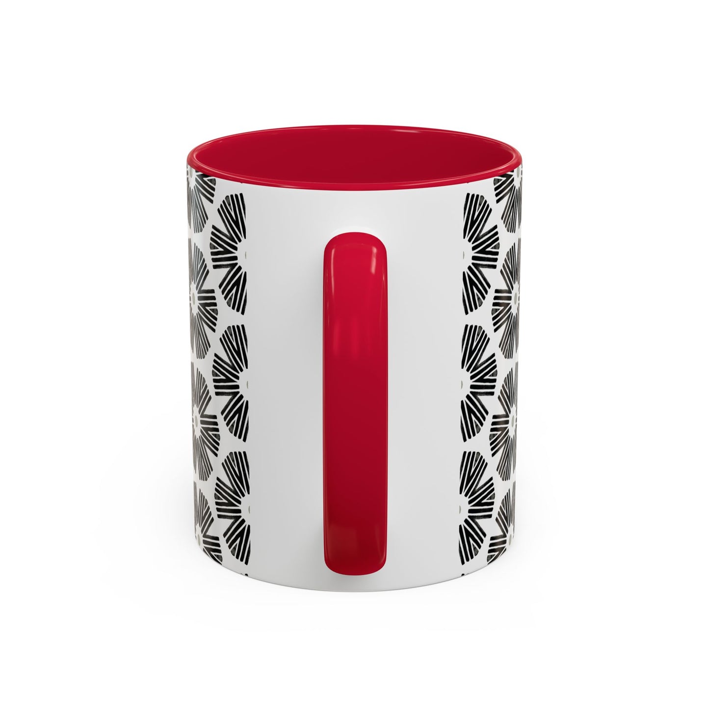 Stylized Flower Mug, Minimalist Black and White Design