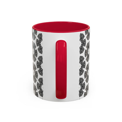 Stylized Flower Mug, Minimalist Black and White Design