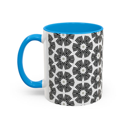 Stylized Flower Mug, Minimalist Black and White Design