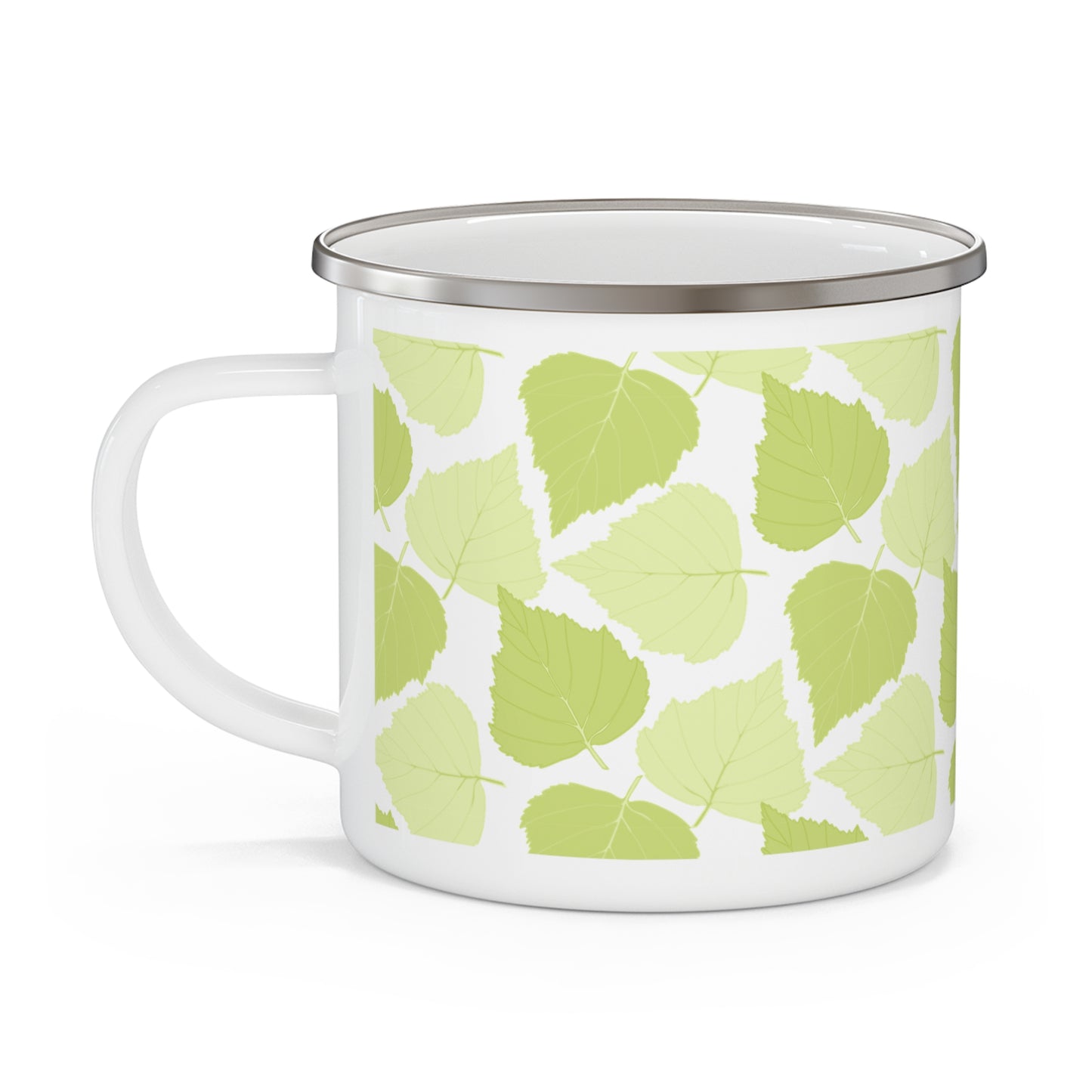 Birch Leave Nature-Inspired Enamel Camping Mug for Outdoor Lovers