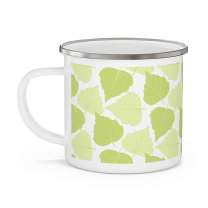 Birch Leave Nature-Inspired Enamel Camping Mug for Outdoor Lovers