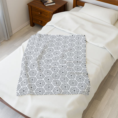 Velveteen Blanket - Dandelion Minimalist Black and White Pattern