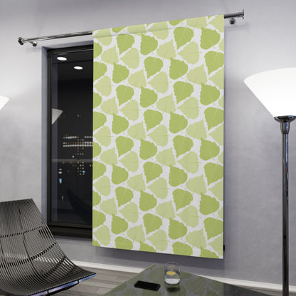 Birch Leaves - Botanical Print Window Curtain - Bright Green Design for Natural Vibe