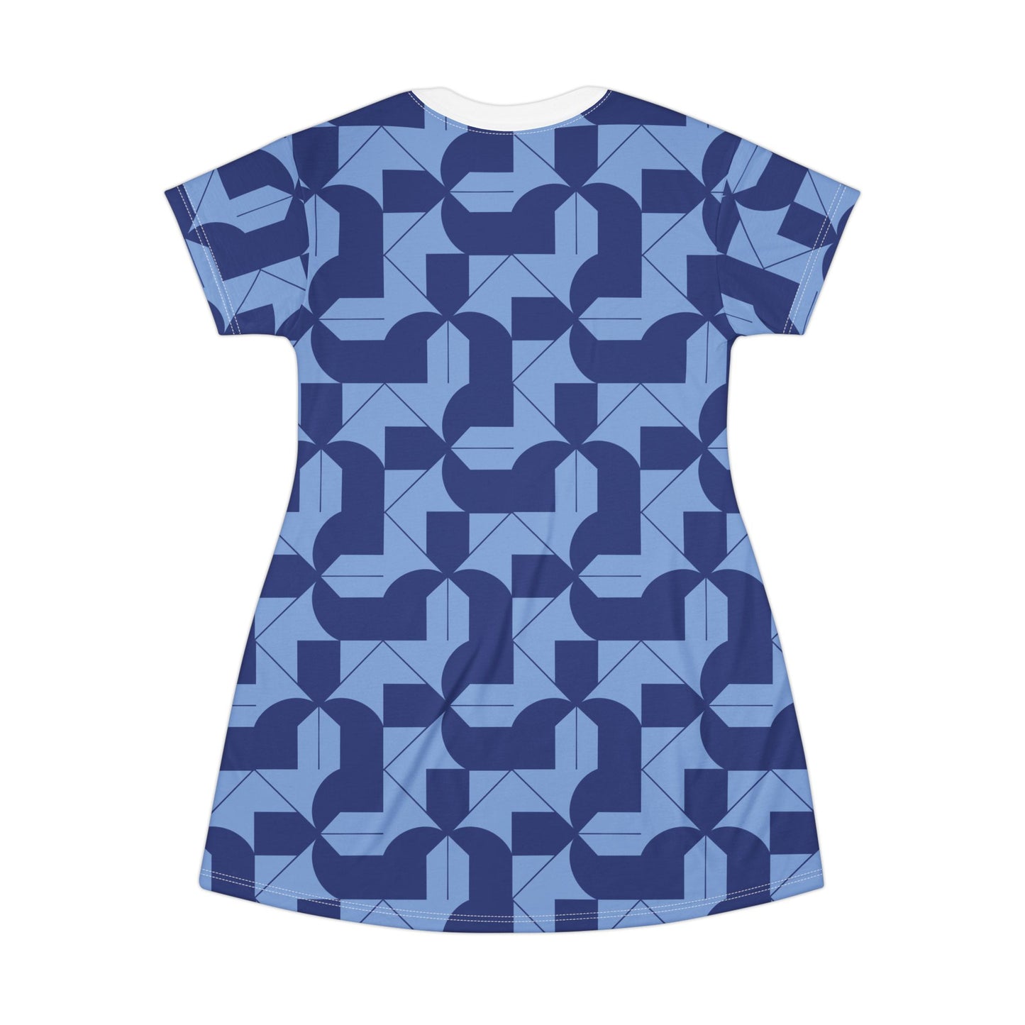 Modern Maze T-Shirt Dress - Blue